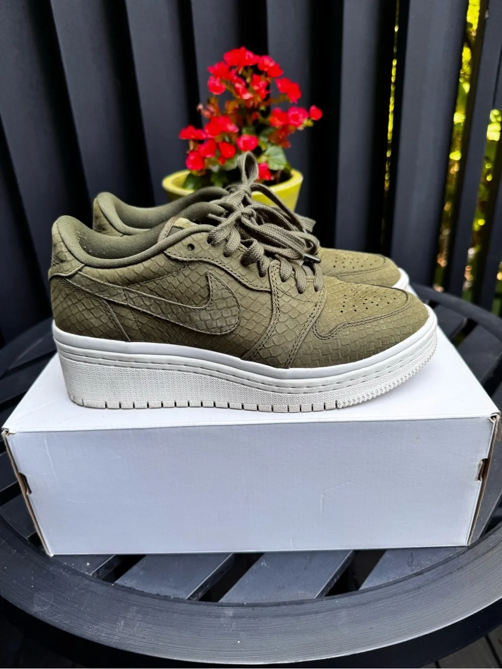 Nike Olive Green Textured Suede Sneakers
